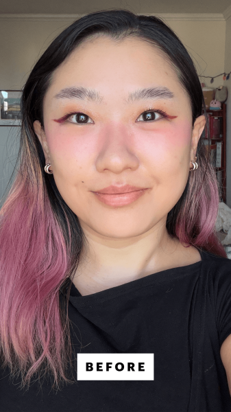 Han before applying the Guerlain KissKiss Bee Glow Lip Balm